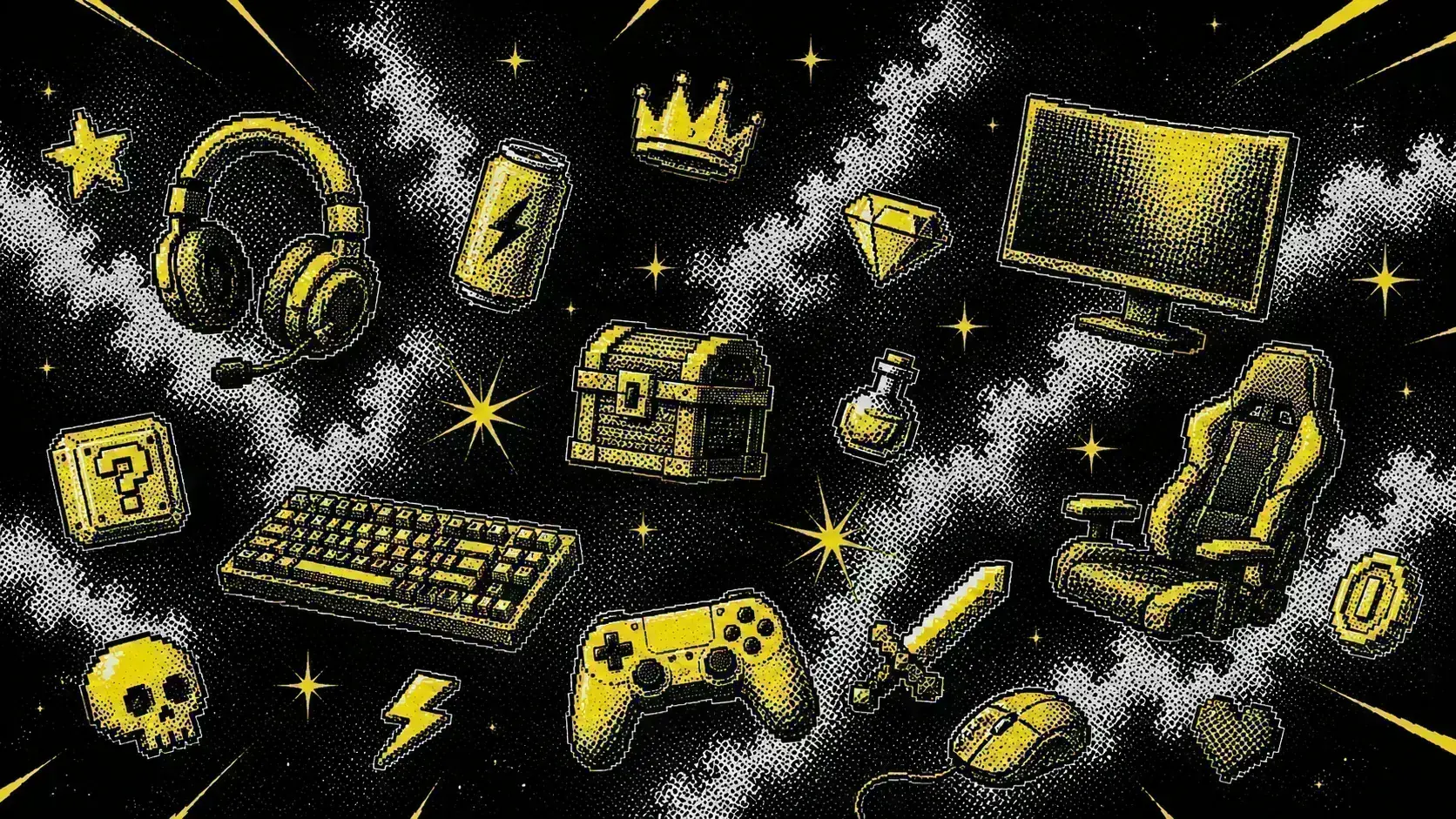 Pixel-Art mit Gaming-Symbolen